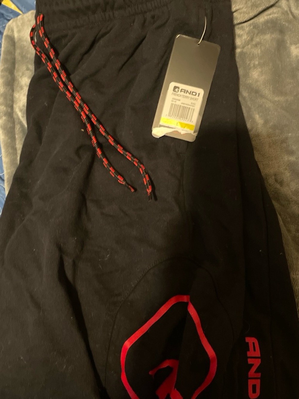 And1 Black Athletic Shorts with Red Accents